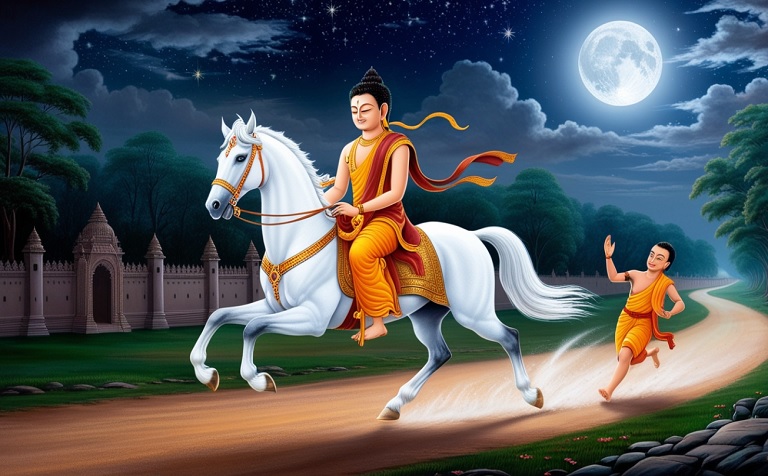 Thái tử Tất Đạt Đa bỏ thành trì để Xuất gia tu hành