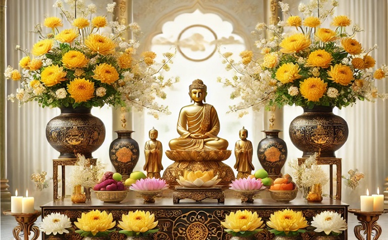 cach-sap-xep-binh-hoa-tren-ban-tho